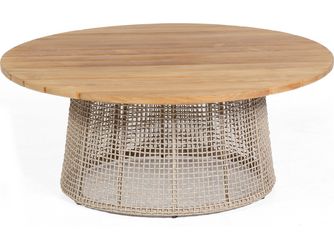 Lounge-Tisch Couture PE-Kunststoffgefl White-Shell / Teak Alu Anthrazit 100cm rund