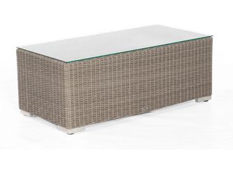 Lounge-Tisch Residence PE-Kunststoffgefl Stone-Grey / Glasplatte Aluminiumgestell 120x60 cm