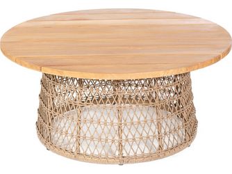 Lounge-Tisch Retro PE-Kunststoffgefl Natural-Honey Alu 100cm rund
