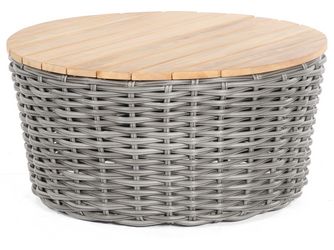 Lounge-Tisch Sands PE-Kunststoffgefl Charcoal / Teak Alu 91cm rund