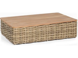 Lounge-Tisch Sands PE-Kunststoffgefl Light-Oaks / Teak Alu 120x80 cm
