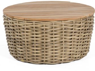 Lounge-Tisch Sands PE-Kunststoffgefl Light-Oaks / Teak Alu 91cm rund