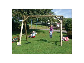 MAXI-Doppelschaukel stabil B 300xT 220xH 220cm kdi-grün Rundhölzer D12cm Querbalken D14cm