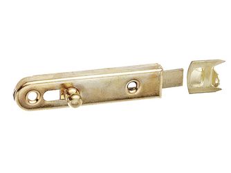 Möbelriegel, gerade, mit Anschlagwinkel, vermessingt, LxB 70x16mm Möbelriegel, gerade, mit Anschlagwinkel, vermessingt, LxB 70x16mm
