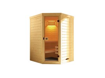 Massivholz-Elementsauna 38mm LAUKKALA 1 GT, Kompakt 3, 6, Leuchte