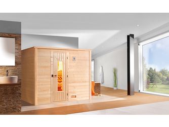 Massivholz-Sauna BERGEN 3 HT, OS7, 5 KW