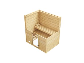 Massivholz-Sauna VALIDAGr. 2 Sparset 4, 5 kW BioS inkl. digitaler Steuerung, Glastür 2 GT