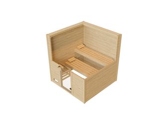 Massivholz-Sauna VALIDAGr. 3 Sparset 9, 0 kW K inkl. integrierter Steuerung, Glastür 3 GT