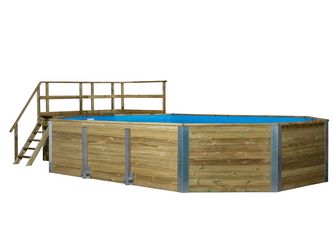 Massivholzpool 594 A, Sparset inkl. Sandfilteranlage und Technikraum