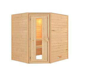 Massivholzsauna Mia mit isolierter Holztür 1960x1690x1980mm