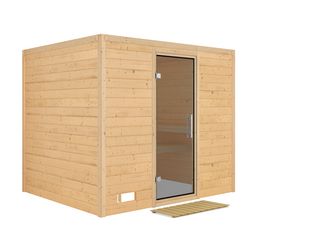 Massivholzsauna Sonara mit Tür graphit 2310x1950x2000mm Massivholzsauna Sonara mit Tür graphit 2310x1950x2000mm