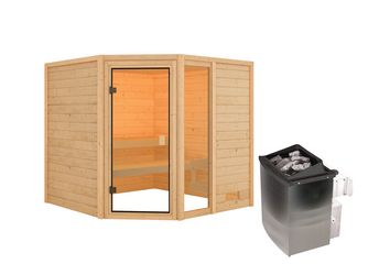 Massivholzsauna Tabea mit bronz. Tür SET mit Ofen 9kW integr. Strg. 1960x1950x1870mm Massivholzsauna Tabea mit bronz. Tür SET mit Ofen 9kW integr. Strg. 1960x1950x1870mm