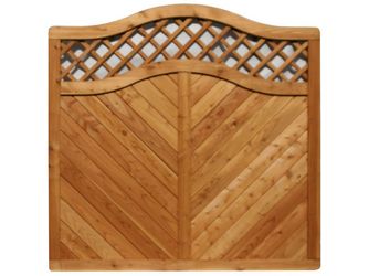 Sichtschutzzaun Lärche geölt Kronenbogen mit Rankgitter "Föhr"