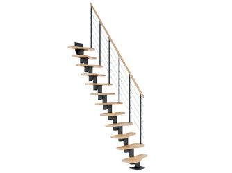 Mittelholmtreppe Basel + Edelstahlgeländer 12 Stufen Buche Metallkomp anthrazit