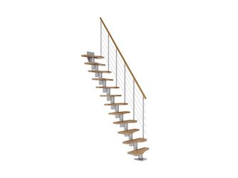 Mittelholmtreppe Basel + Edelstahlgeländer 13 Stufen Eiche Metallkomp perlgrau