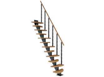 Mittelholmtreppe Basel + Edelstahlgeländer 14 Stufen Eiche Metallkomp anthrazit
