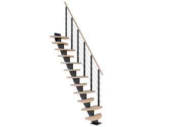 Mittelholmtreppe Berlin, + Designgel 11 Stufen Eiche weiß, geölt, Metallkomp anthrazit