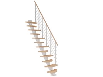 Mittelholmtreppe Berlin, + Designgel 11 Stufen Eiche weiß, geölt, Metallkomp weiß