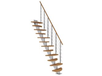 Mittelholmtreppe Berlin, + Designgel 12 Stufen Eiche geölt, Metallkomp perlgrau
