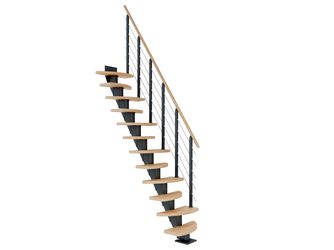 Mittelholmtreppe Berlin, + Designgel 13 Stufen Buche geölt, Metallkomp anthrazit