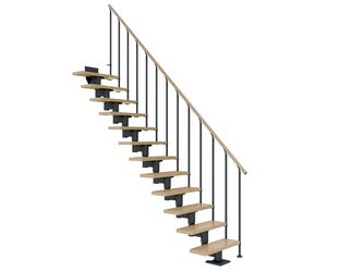 Mittelholmtreppe Cork + Einzelstabgel., 12 Stufen Ahorn, 75cm Treppenl gerade Metallkomp anthrazit