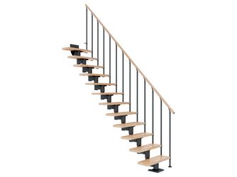 Mittelholmtreppe Cork + Einzelstabgel., 12 Stufen Buche 75cm Treppenl gerade Metallkomp anthrazit