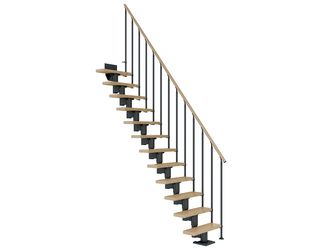 Mittelholmtreppe Dublin + Einzelstabgel., 12 Stufen, Ahorn 65cm Treppenl gerade Metallkomp anthrazit