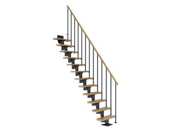 Mittelholmtreppe Dublin + Einzelstabgel., 12 Stufen, Eiche 75cm Treppenl gerade Metallkomp anthrazit