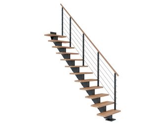 Mittelholmtreppe Hamburg + Designgel 75cm Treppenl gerade 11 Stufen Buche geölt, Metallkomp anthrazit