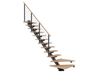 Mittelholmtreppe Sydney + Designgel 12 Stufen Buche geölt, Treppenl 1/4gewend. Metallkomp anthrazit