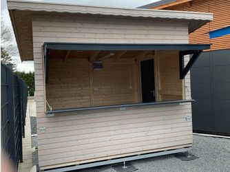 Modulhaus 123-Kiosk-P Skand. Fichte Pultdach, Stärke: 19mm, 300x250cm