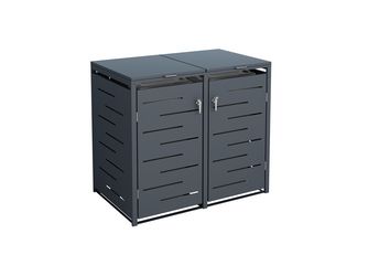 OSKAR Mülltonnenbox anthr. 132x80x116cm Stahl verz. pulverbesch. Für 2 Tonnen bis 240 Liter