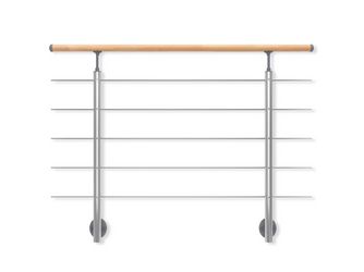 PS 031 Geländer-Set mit Buchehandlauf, 150 cm, Wandmontage