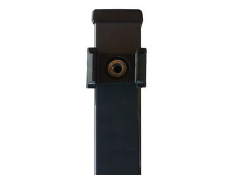 Pfosten Rechteckrohr 60x40mm inkl. Klemmhalter und Kunststoffkappe, Anthrazit, 1300mm für 830mm-Zaun