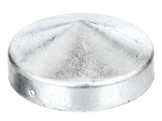 Pfostenkappe, für Holzpfosten, flach, feuerverzinkt, Außenmaß Ø100mm Pfostenkappe, für Holzpfosten, flach, feuerverzinkt, Außenmaß Ø100mm