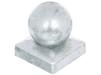 Pfostenkappe, für Holzpfosten, mit Kugel, feuerverzinkt, LxB 90x90mm, Kugel Ø80mm Pfostenkappe, für Holzpfosten, mit Kugel, feuerverzinkt, LxB 90x90mm, Kugel Ø80mm