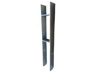 Pfostenträger H-Form feuerverzinkt, Materialstärke ca. 5,6mm, Bohrung Ø13mm, 600x60x91mm