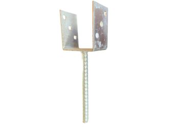 Pfostenträger mit Dolle Ø16x200mm feuerverzinkt, Materialstärke 4mm, U-Form, 100x71mm