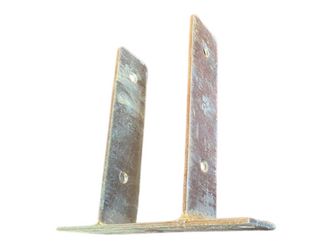 Pfostenträger zum Aufdübeln feuerverzinkt, Materialstärke 4mm, Bodenplatte 60x200mm, 200x50x121mm