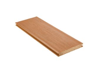Terrassendiele WPC massiv Eichenbraun einseitig Holzstruktur, längsseitige Nut, Piazza Prima - 19 x 140 mm