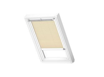 Plissee elektro FML M08 1278KWL Cremebeige, weiße Schiene, Premium