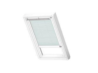 Plissee elektro FML MK06 1285KWL Himmelblau, weiße Schiene, Premium