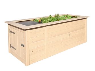 Profi-Hochbeet 669, natur, 21mm, mit Ablagefläche und Abstellraum
