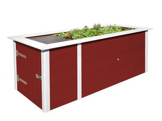 Profi-Hochbeet 669, schwedenrot/weiss, 21mm, mit Ablagefläche und Abstellraum