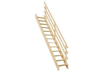 Raumspartreppe Burgau Fichte unbeh. gerade Treppenbreite 63 cm für GH 289 cm