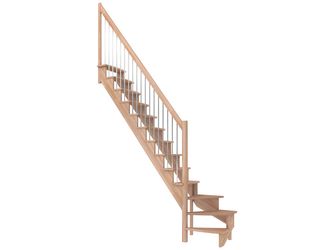 Raumspartreppe Lyon Buche unbeh. 1/4 gewendelt unten links Metallstäbe B 65cm GH bis 286 cm