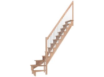 Raumspartreppe Lyon Buche unbeh. 1/4 gewendelt unten rechts Metallstäbe B 65cm GH bis 286 cm