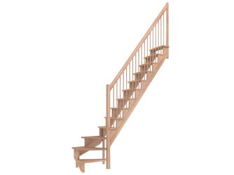 Raumspartreppe Lyon Buche versi. 1/4 gewendelt unten rechts Holzstäbe B 65cm GH bis 286 cm