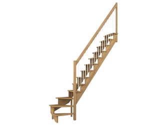 Raumspartreppe Lyon Eiche versi. 1/4 gewendelt unten rechts Metallstäbe B 65cm GH bis 286 cm