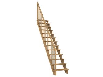 Raumspartreppe Lyon Eiche versi. gerade Holzstäbe B 65cm GH bis 286 cm